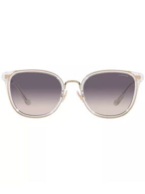 Coach Clear Crystal Frame Sunglasses with Gradient Gray Lenses